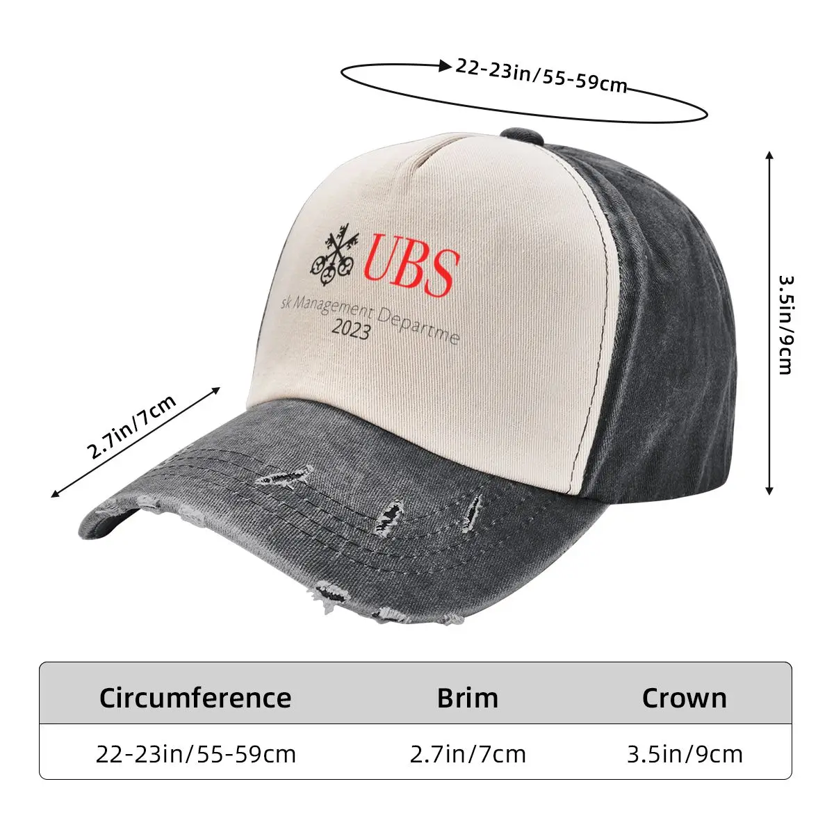 UBS-Casquette de baseball personnalisée pour hommes et femmes, département de la gestion des risques, chapeau, icône de marque de luxe, 2023