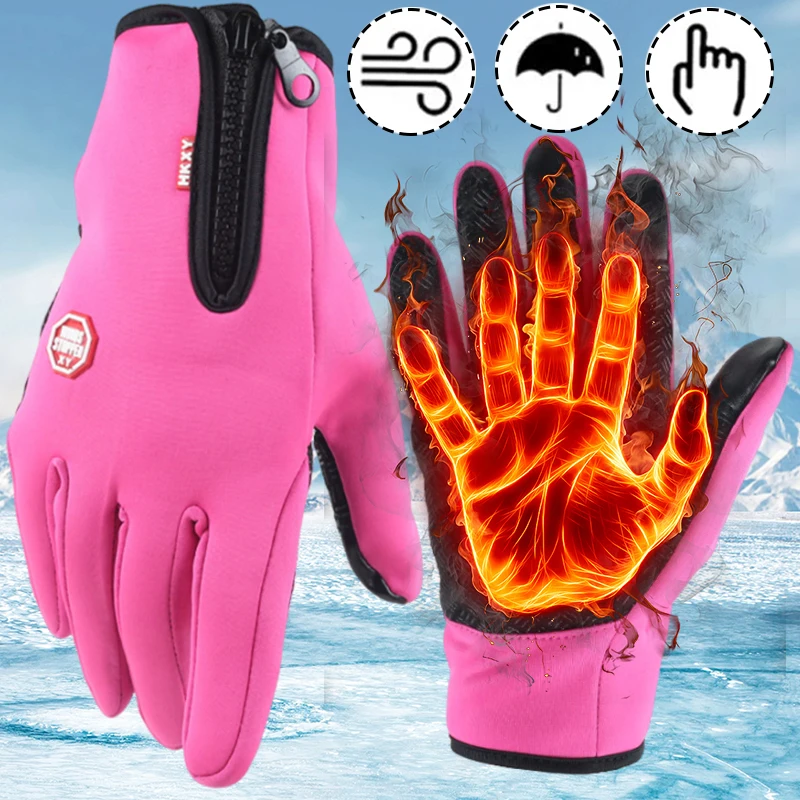 Autumn Winter Warm Cycling Gloves Thermal Outdoor Sport Running Bicycle Ski Gloves for Camping Hiking Motorcycle Gloves Men