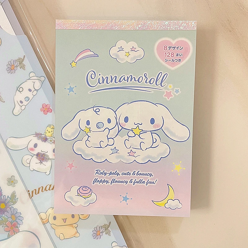 Kawaii Sanrio Hello Kitty Cinnamoroll Notepad Cute Kuromi Melody Diy Sticker Message Memo Notebook Student Stationery Girls Gift