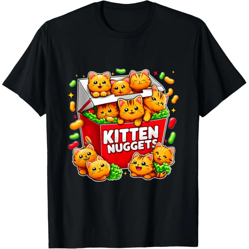 

Kitten Nuggets Chicken Nuggets Food Pun Cat Lover Gift T-Shirt