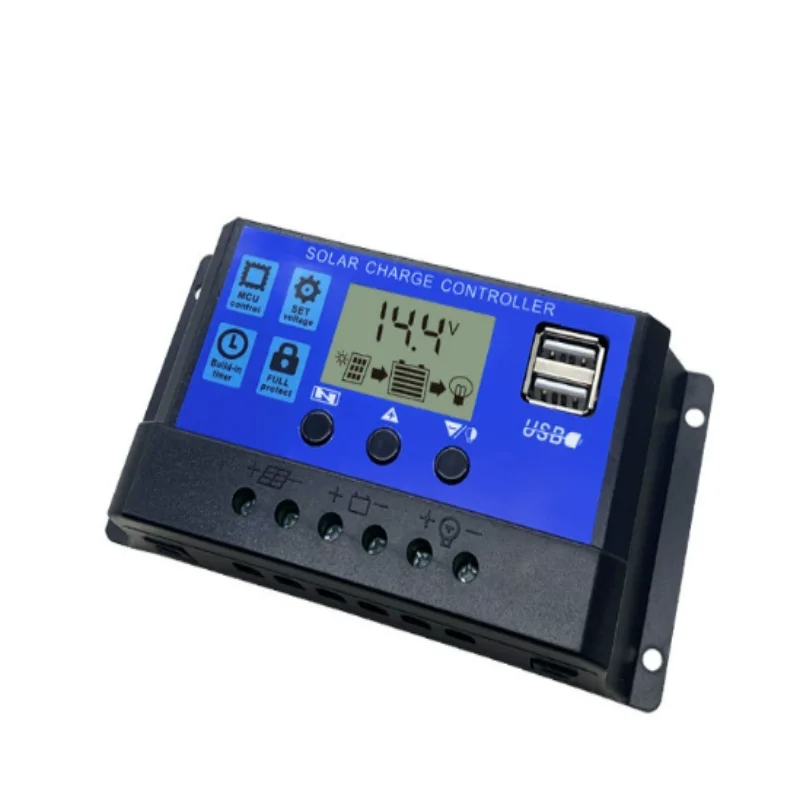 12V/24V 10A 30A PWM Solar Charge Controller - Adjustable LCD Display Timer Setting MPPT Controller for Wholesale Hot Sale