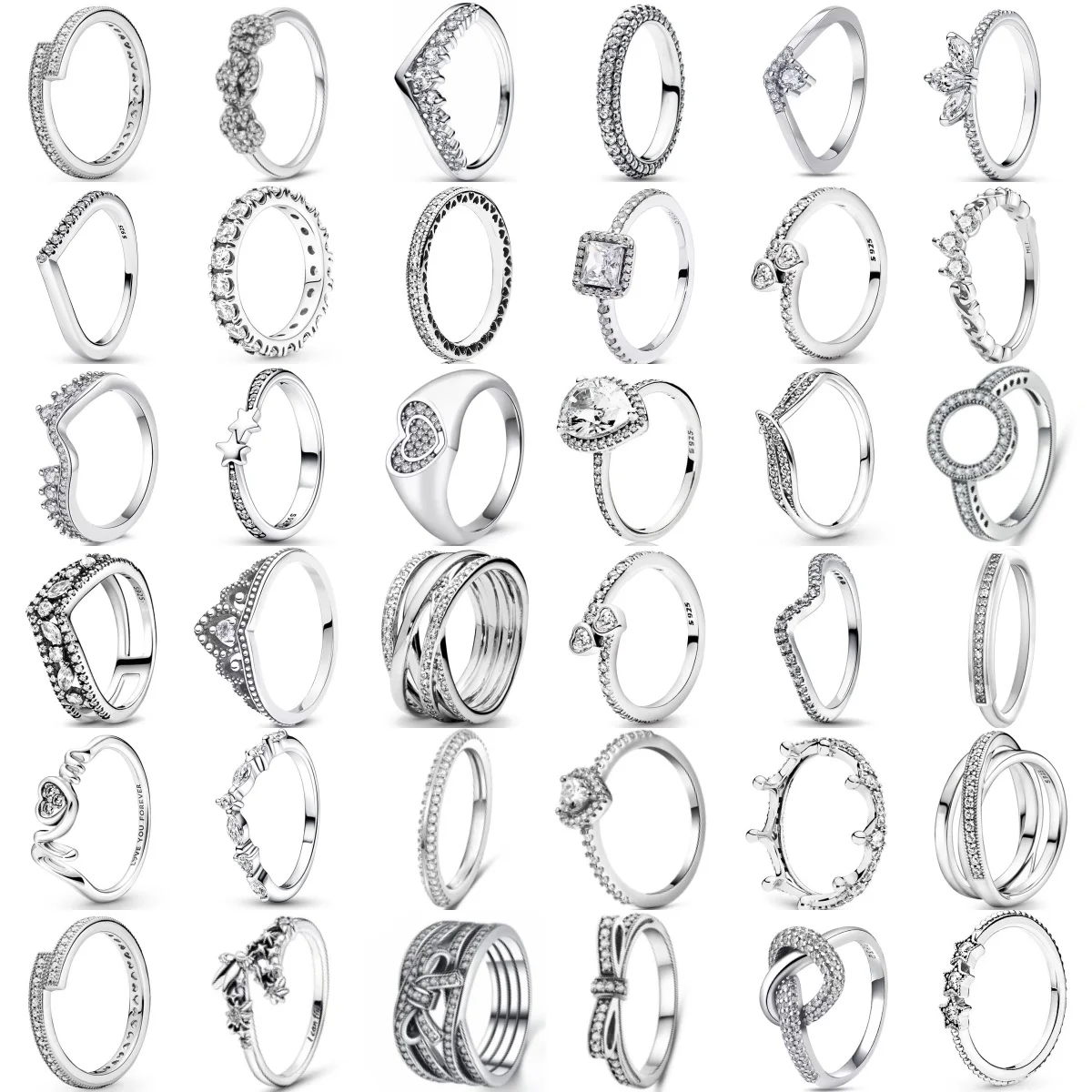 

2026 New S925 Silver Shining Zircon Crown Ring Valentine's Day Women's Gift Diy High Jewelry Fashion Jewelry wedding