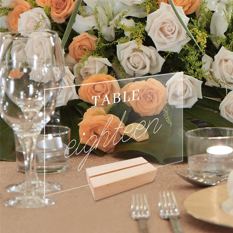 -September 12PCS DIY Blank Acrylic Table Sign Clear Sign With Stand Transparent Arch Table Numbers Table Card Wedding Decoration