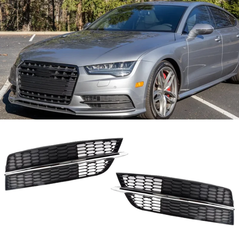 

For Audi A7 S7 2015 2016 2017 2018 Sports Version Car Front Bumper Fog Light Cover Frame Fog Light Grille Racing Grills Grille