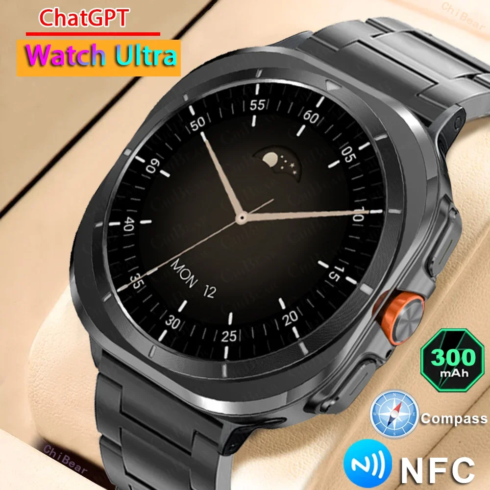 2024 New ChatGPT Watch 7 for Men 4GB RAM Music Video Player Heart Rate Monitor Compass NFC Bluetooth Call Smartwatch for Sports