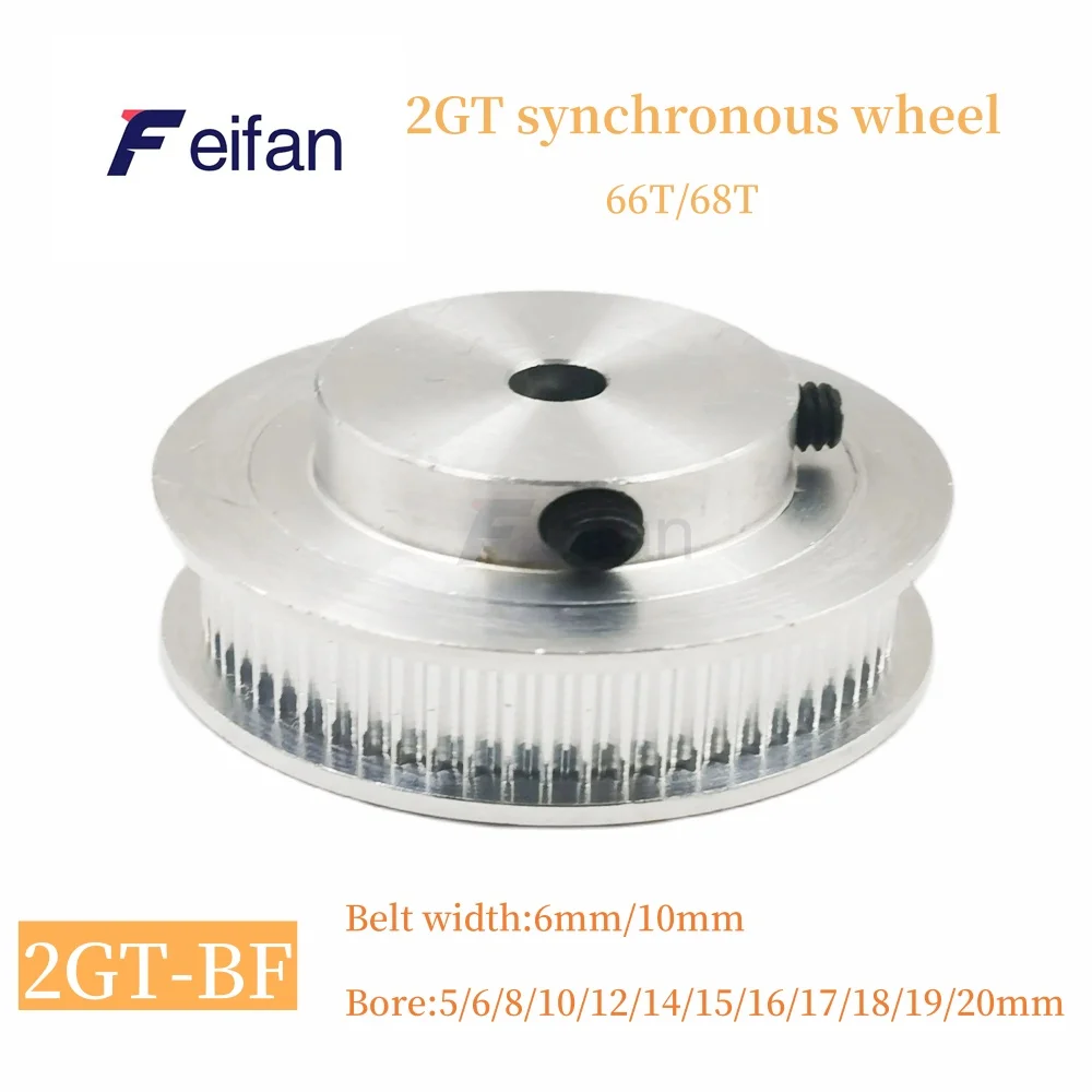 2GT/GT2 Timing Pulley 66T/68 Teeth Bore 5/6/8/10/12/14/15/16/17/18/19/20mm Tooth pitch 2mm Synchronous Wheels Belt Width 6/10/mm