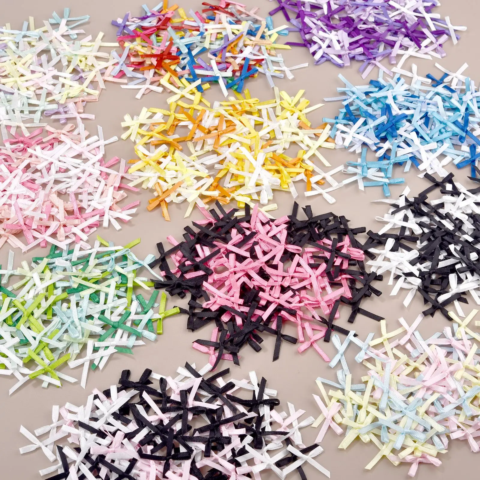 100pcs/Pack Mini Ribbon Bows Multi-Colored Polyester Satin Ribbons Bow For Underwear Nail Art Doll Jewelry Gift Decor Material