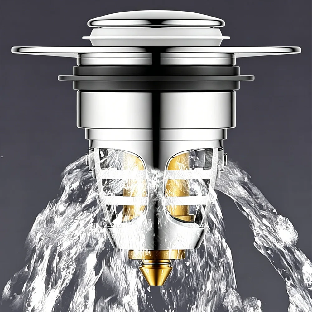 Contemporary Push Down Drain for Washbasins Copper and ABS Materials Built for Sink Hole Sizes 32 mm 37 mm 41 mm