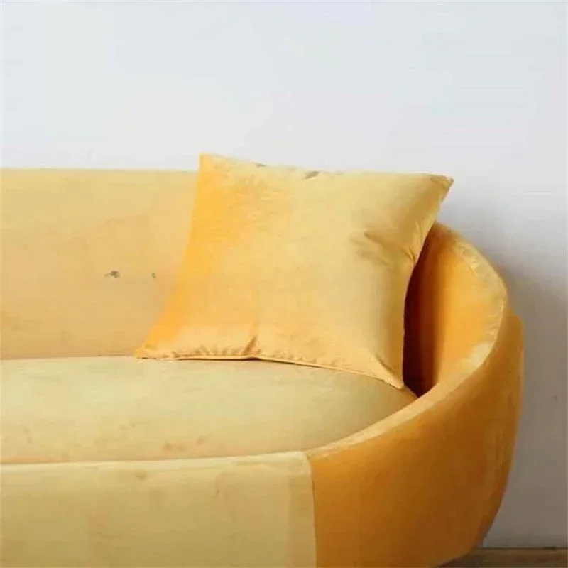 Nordic post-modern flannel three-person sofa furniture studio fashion curved sofa leisure stainless steel sofa