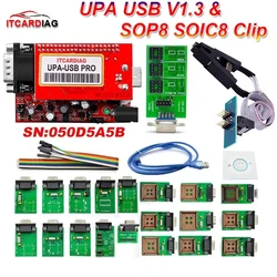 UPA-USB V1.3 con adaptador Eeprom SOP8 SOIC8 Clip SN:050D5A5B, programador para Windows 10 de 64 bits con funciones NEC, sintonización de Chip ECU