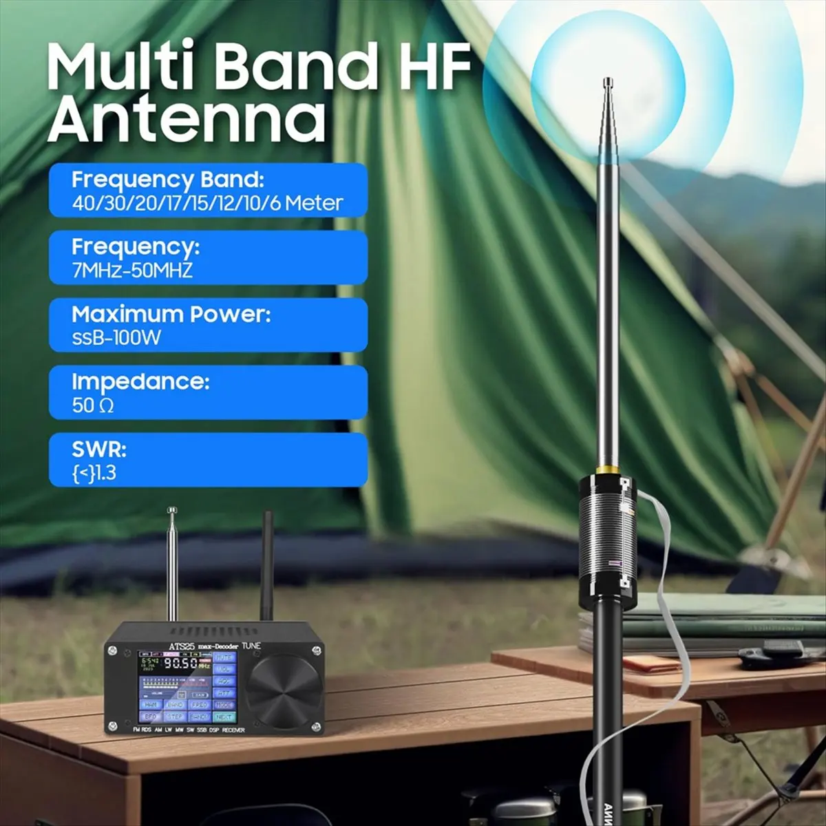 TCE -12 HF Antennas for Ham Radio with Slide Regulator 7MHz-50MHz All Band Hf Vertical Antenna 40m-6m 8 Bands for Outdoor