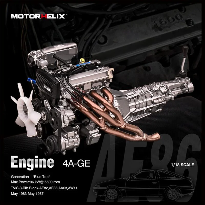 **Précomedor** Motorhelix MH 1:18 4A-GE / M275 V12 Motor ABS Coches modelo fundido a presión