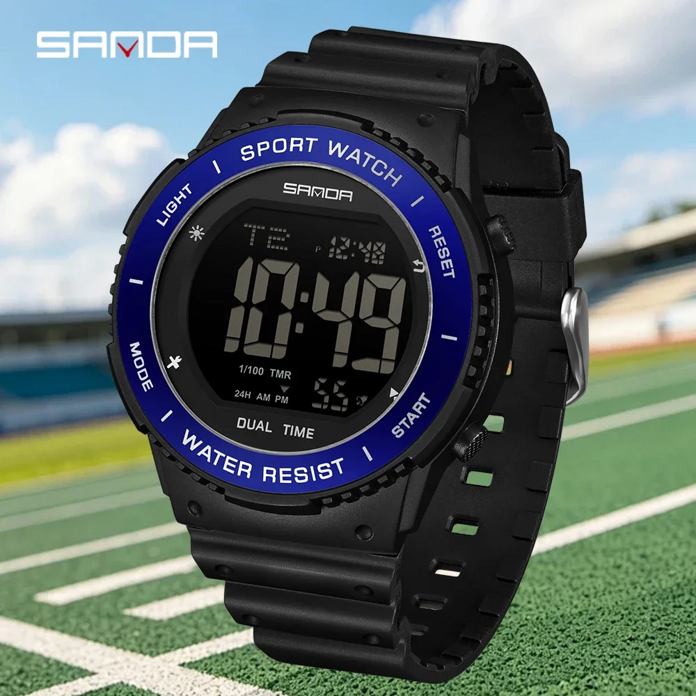 SANDA 2230 Top Brand Luxury LED Stopwatch Waterproof Male Electronic Clock Digital Watch Men Military Army Sport Wristwatch
