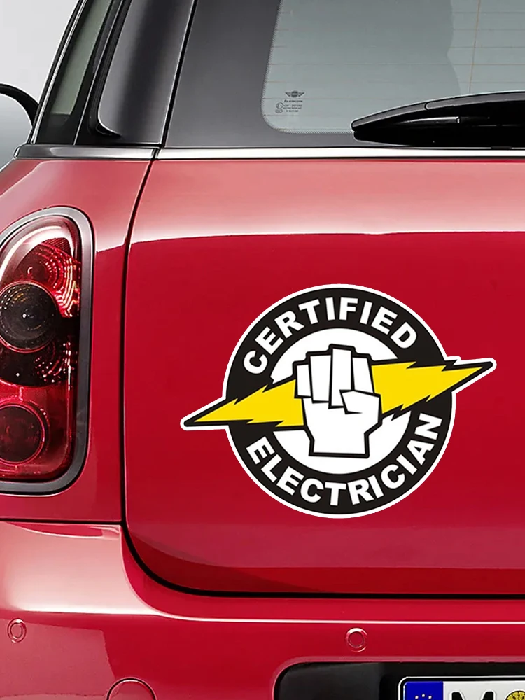 V39# Car Sticker Certified Electrician Hard Hat Helmet Label Electrical High Voltage Waterproof Vinyl Decal Car