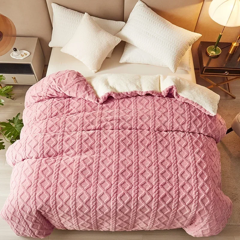 Dual Use Artificial Cashmere Duvet Cover Winter Warm Plush Quilt Cover Blanket Warmth Double-sided Fleece Comforter Covers Soft