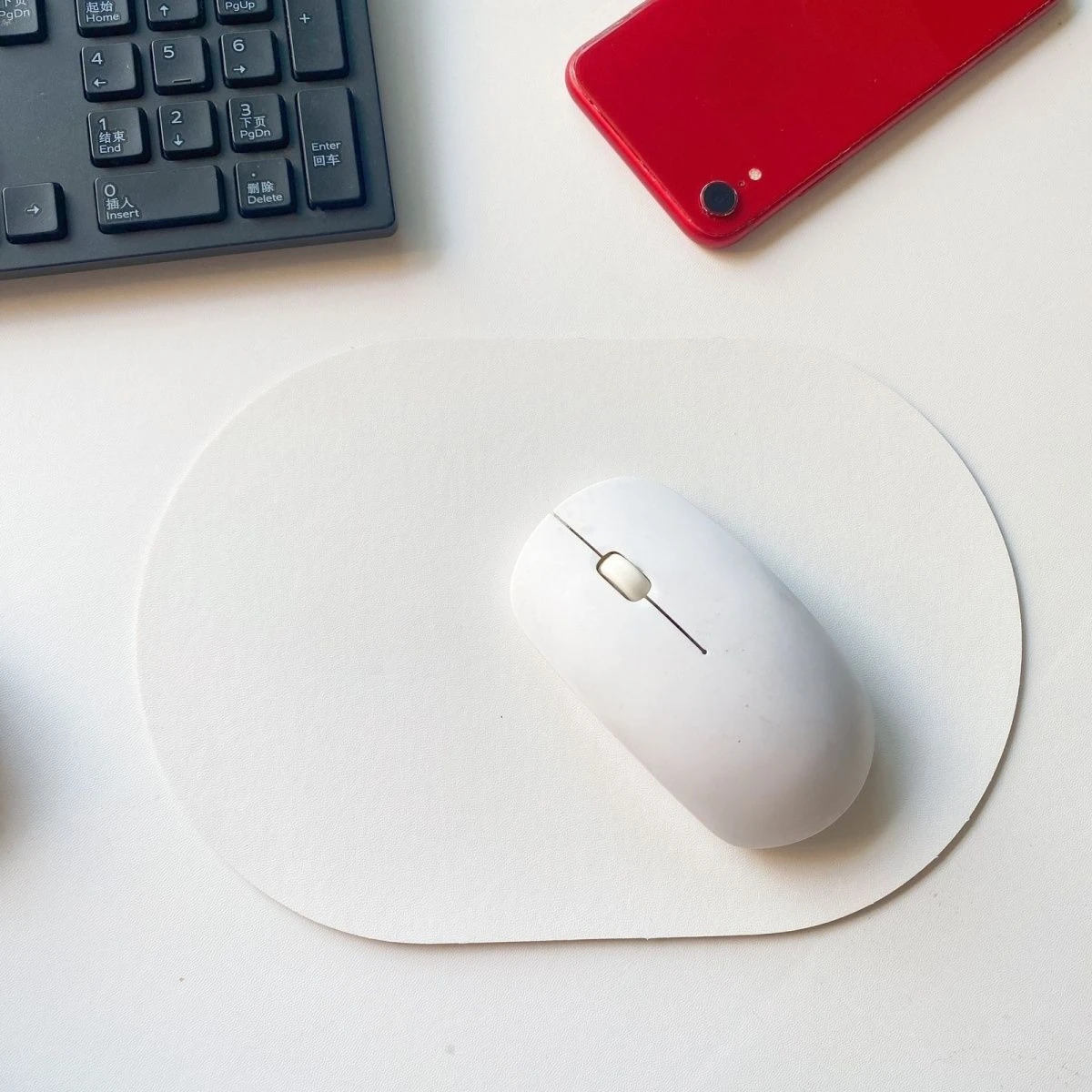 

Solid color simple premium gray portable leather small mouse pad mobile office wrist guard dirt resistant