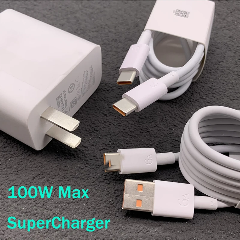 Huawei 100W Universal Charger USB A/C Port SuperCharge Adapter 100CM 6A PD Cable For Pura 70 Pro P70Ultra Mate60Pro+ MateBook E