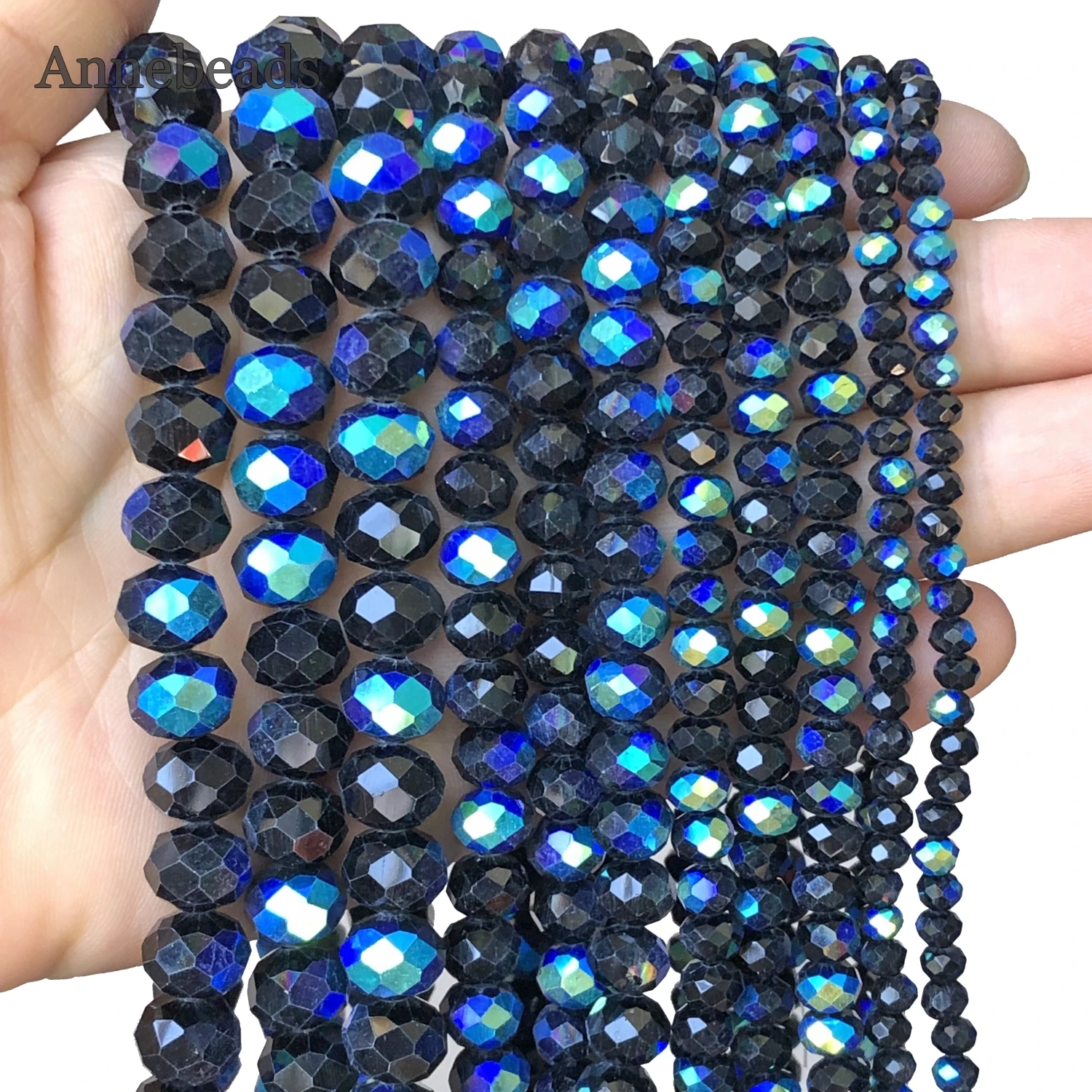 Faceted AB Black Multicolor Rondelle Austria Crystal Glass Beads Loose Spacer Beads For Jewelry Making DIY Bracelet Accessories