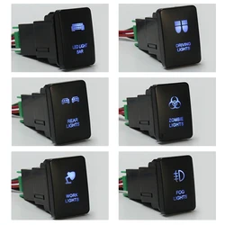 33x22mm For Toyota Landcruiser Yaris RAV4 12V Blue Rear Fog Zombie LED Light Switch On/Off Push Button Signal Lamp Bar Switch