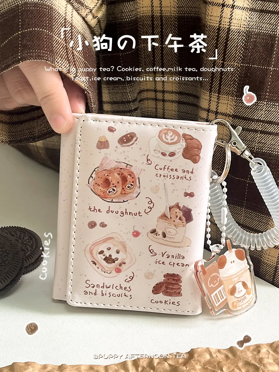 

Женский кошелек в девичьем стиле с милым мультяшным принтом, маленькая сумка для карт, вместительная, на несколько карт, для мелочи, новинка 2026 года, короткий кошелек-зажим, нишевый дизайн