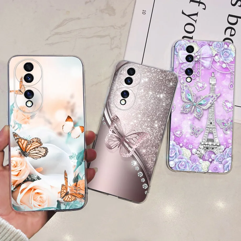 For Honor 70 5G Phone Case FNE-NX9 6.67 inch Transparent Soft TPU Silicone Bumper Shell On Huawei Honor70 Dinosaur Smiling Face