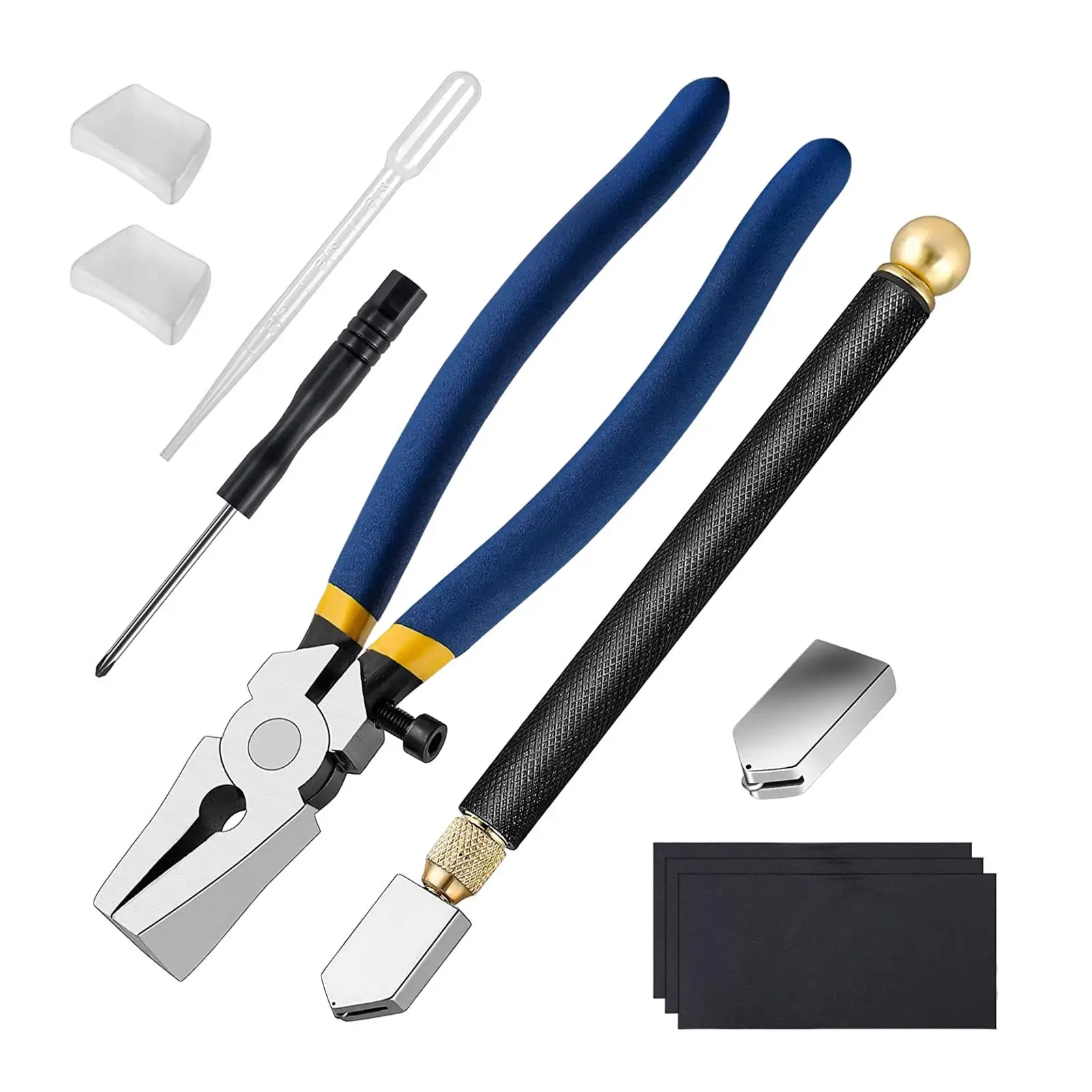 

Glass Cutting Plier and Breaking Plier Set with Ergonomic Rubber Handle for Stained Glass Beginner Kit and Supplies