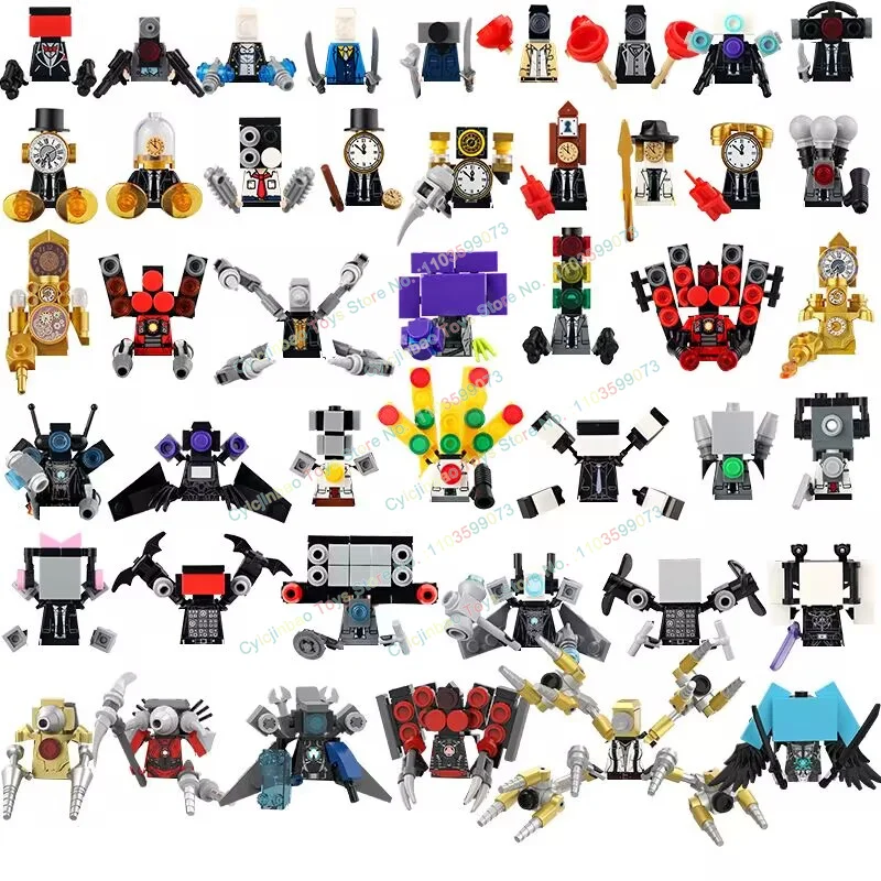 

New Mini Toilet Men Serie Monitor Super Titan TV Man Audio Man Building Blocks Accessories Action Figure Toy For Children BR838