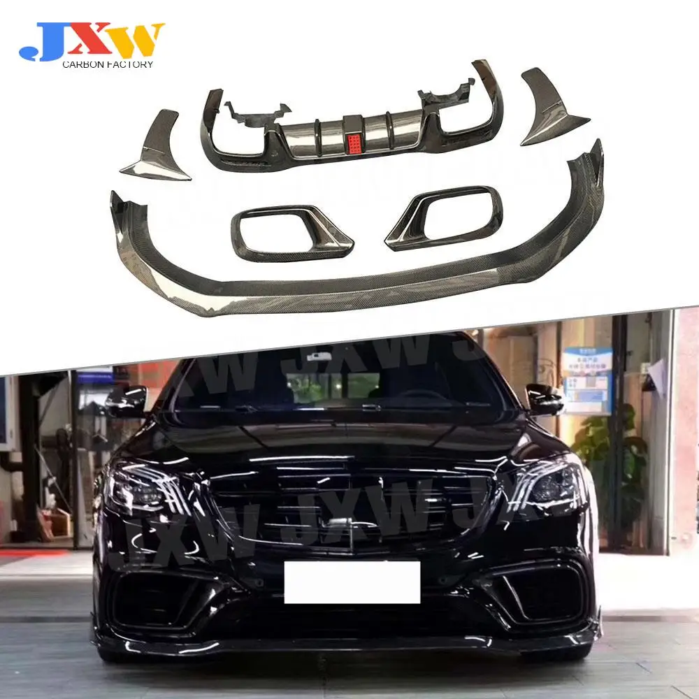 Carbon Fiber Front Bumper Air Vent Trim Fender Cover Rear Diffuser Lip Spoiler For Benz W222 S63 S65 Kits