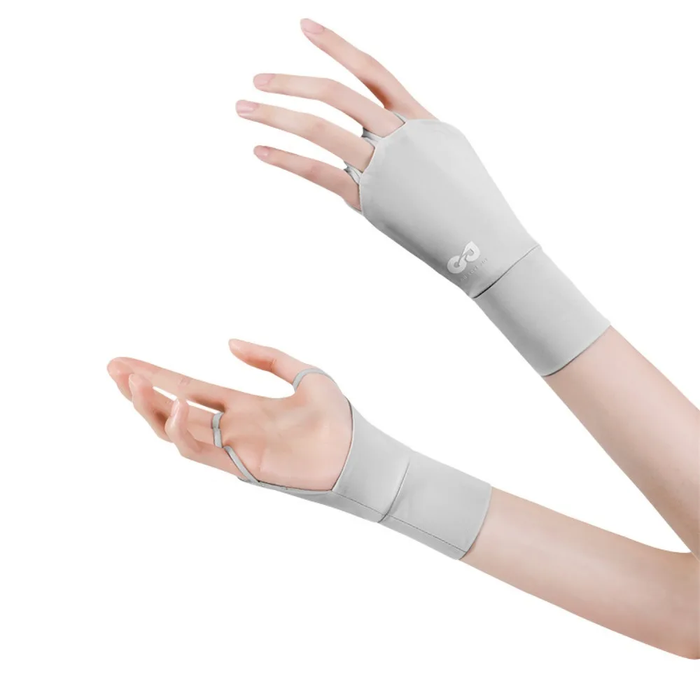 

Elastic Half Finger Golf Gloves Thin Anti-UV Sunscreen Gloves Protect Wrist Wristband Solid Color Ice Silk Mittens Outdoor