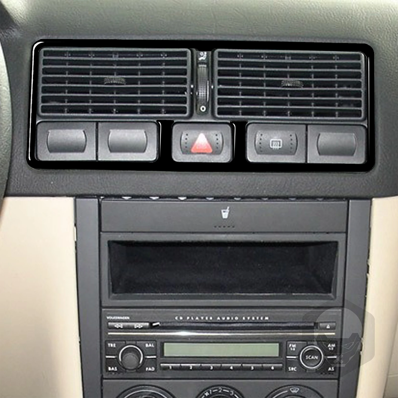 البيانو الأسود البلاستيك داش مركز وحدة التحكم تنفيس الهواء الغطاء الداخلي ملصق الكسوة لشركة فولكس فاجن جولف 4 MK 4 1999 2000 2001 2002 2003 2004