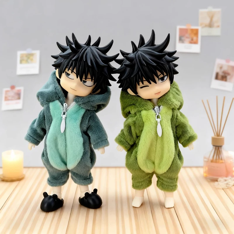 

Ob11 Doll Clothes Plush Dinosaur Monster Hooded Zipper Jumpsuit Soft Flannel Outfit For 1/12 BJD GSC P9 P10 Mini Action Dolls