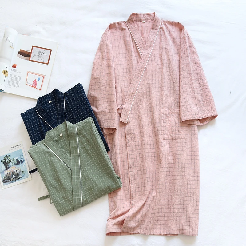 Washed Cotton Robe for Couples, 1-Piece Lightweight Bathrobe, Soft & Breathable, All-Season Home Loungewear