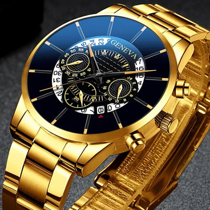 

2020Cross-Border Hot Selling Fashion Trendy Men's Watch Geneva Creative Calendar New Alloy Steel Belt Watch