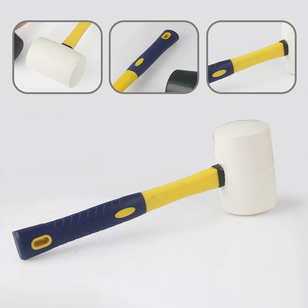 

1pc High-Quality Rubber Hammer Fiber Handle Decoration Tool for Flooring Woodworking Glass Repair Practical Mallet Hanging Hole