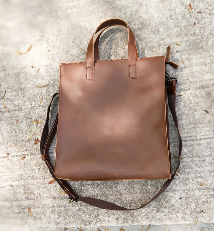 Sac à main en cuir rétro pour femme, sac à provisions, sac messager initié, section verticale féminine, étui pour bombes pour ordinateur portable, simple, grand, nouveau, 2024