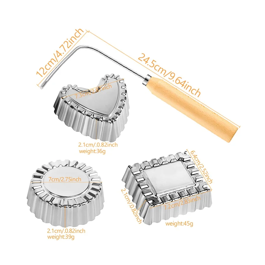 4pcs Aluminum Bunuelos Molds Set With Wooden Handle For Pastry Cookie Maker Baking Tools Kitchen Bakeware Accessories