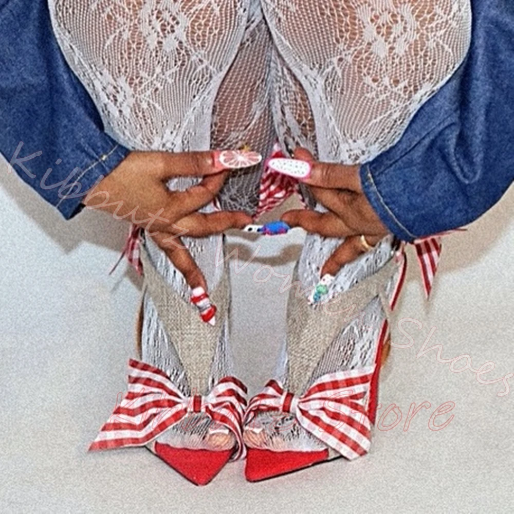 Sandals Satin Bow Tie Strap Open Toe Sexy Party Shoes Ladies Summer Wedding High Heels Fashion Footwear Mixed Color Leather New