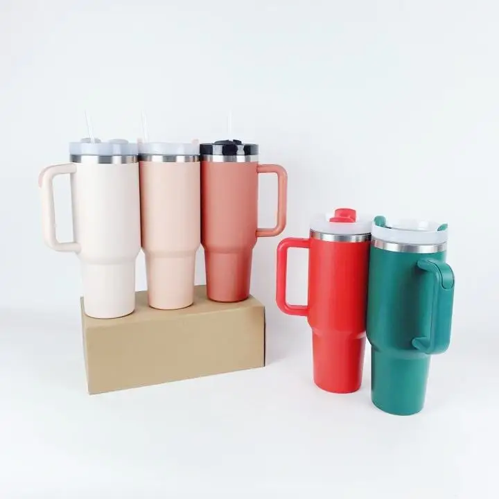 Factory Price 40oz insulated handle tumbler with lids and straw Wholesale   vacuum metal  stainless travel mug