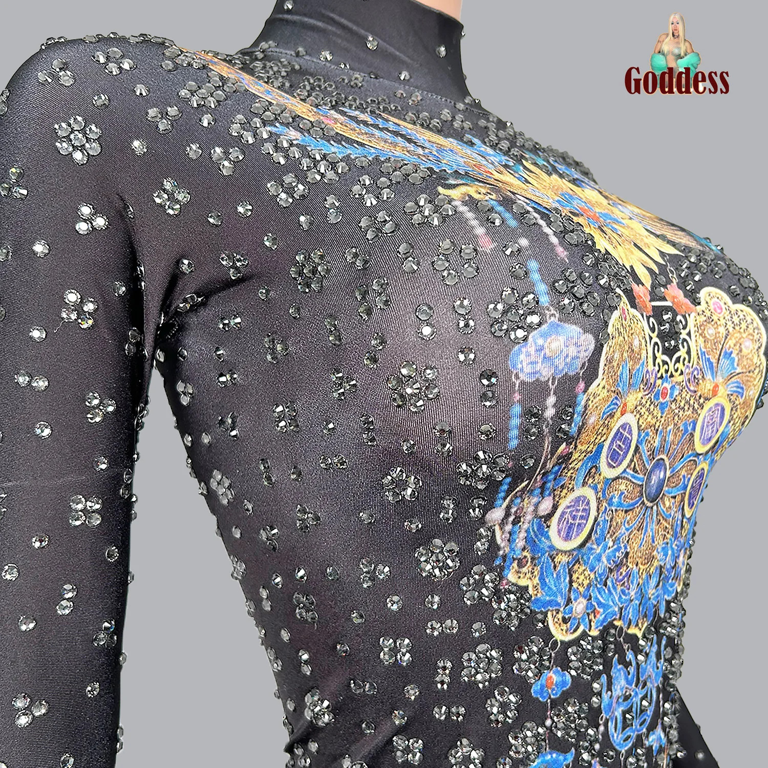 Luxe Mode Chinese Stijl Jumpsuit Glanzende Diamanten Dames Jumpsuit Tapijt Jurk Avond Prom Jumpsuit Diner Sexy Jumpsuit