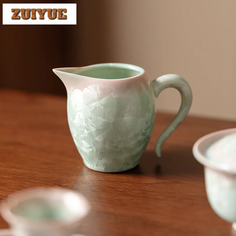 

280ml Crystal Glaze Cyan Pink Tea Pitcher Tea Divider Sharing Pot Cha Hai Dispenser Justice Cup Fair Mug Tableware Accessories