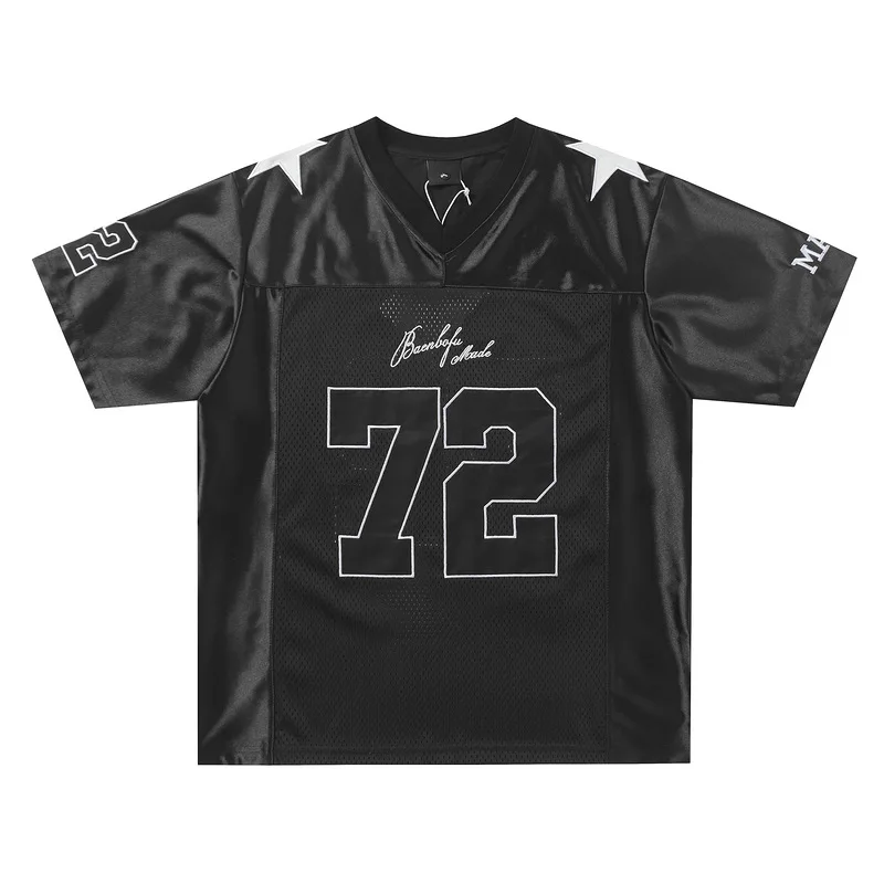 

2026 New Satin Mesh Football Jersey Heavy Embroidery Short Sleeve T Shirt Unisex Loose Slim Casual Sports Daily Tops