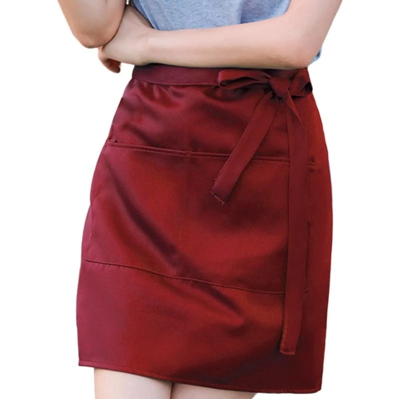 39BB Short Half Apron Cooking Aprons Waist Apron Waitress Apron with Pockets Waiter Apron Kitchen Apron for Women Man