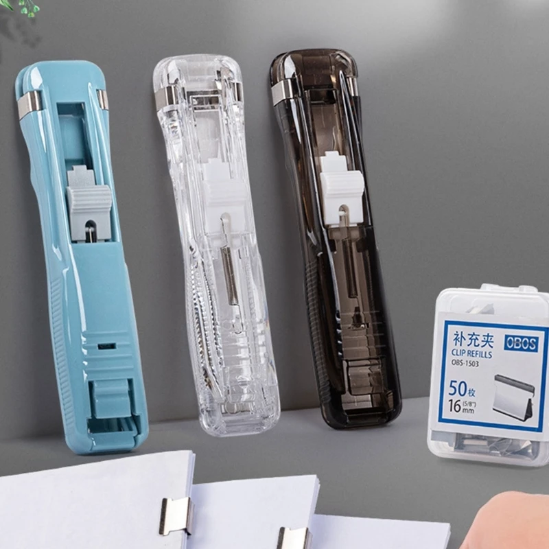 Multifunctional File Clamp Dispenser Handheld Paper Clamp Dispenser 40-50 Sheets Capacity Metal Paper Clamp File Clip