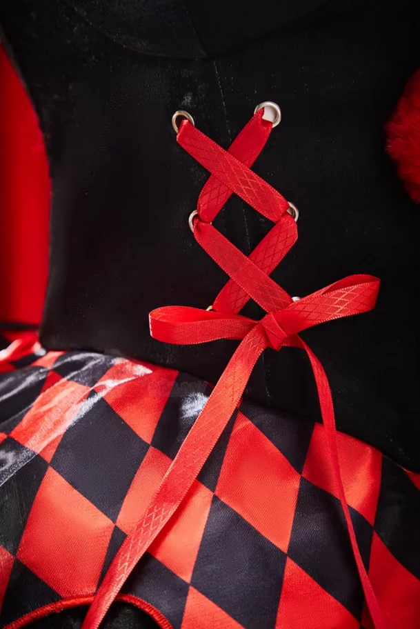 

Joker Black and red spliced Dress Clown Freak Circus‌ Cosplay Costume Halloween Carnival Gothic Lolita Gloves Men Women Uniform