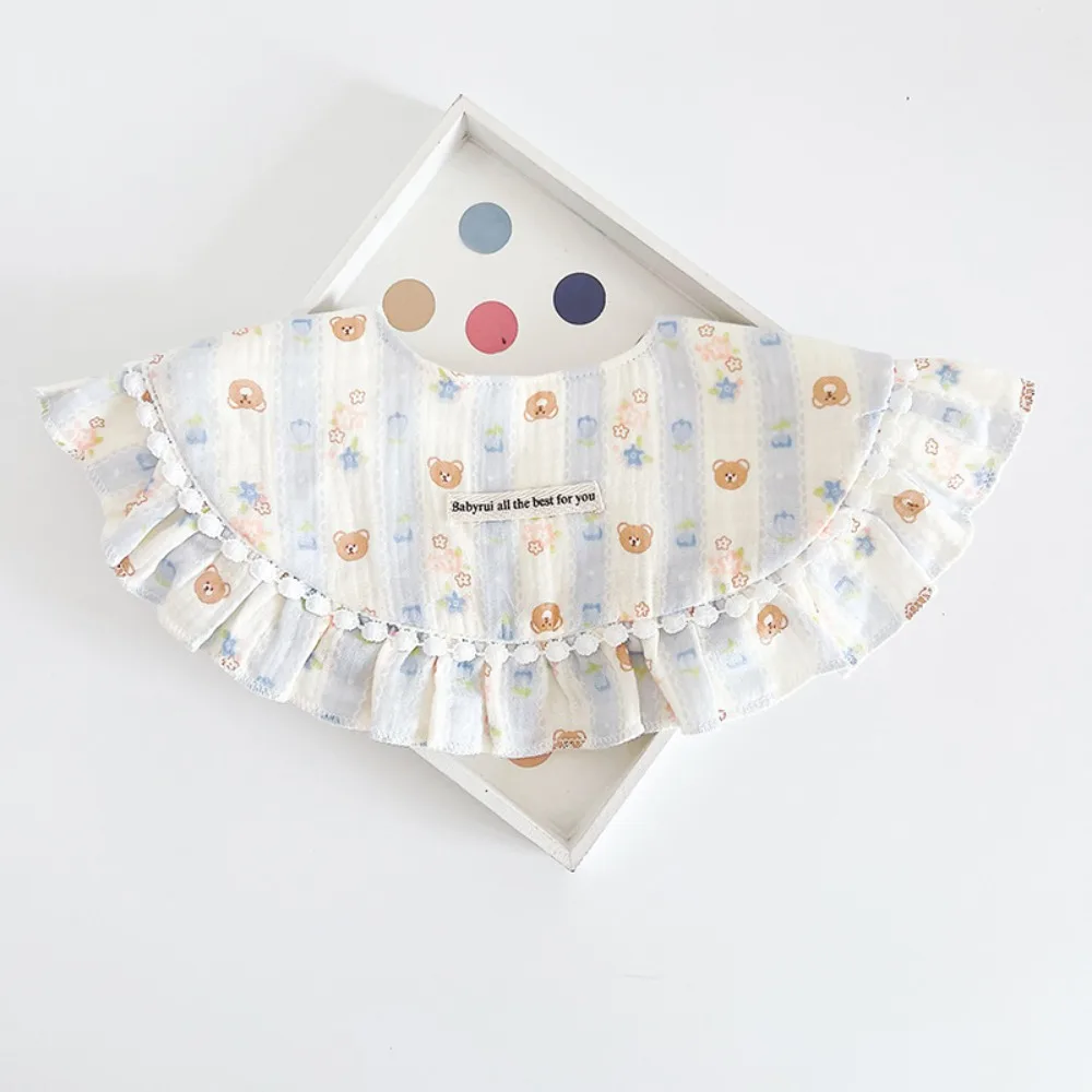 

Sweet Feeding Baby Cotton Bibs Round Neck Floral Baby Drooling Bibs Lace Korean Style Saliva Towel Cloths Neck Wear Accessories
