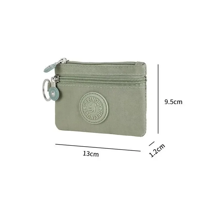 À prova d'água Zipper Coin Purse, Carta Dupla Camada Nylon Carteira, Saco de dinheiro, titular do cartão, Batom Bag, curto, coreano