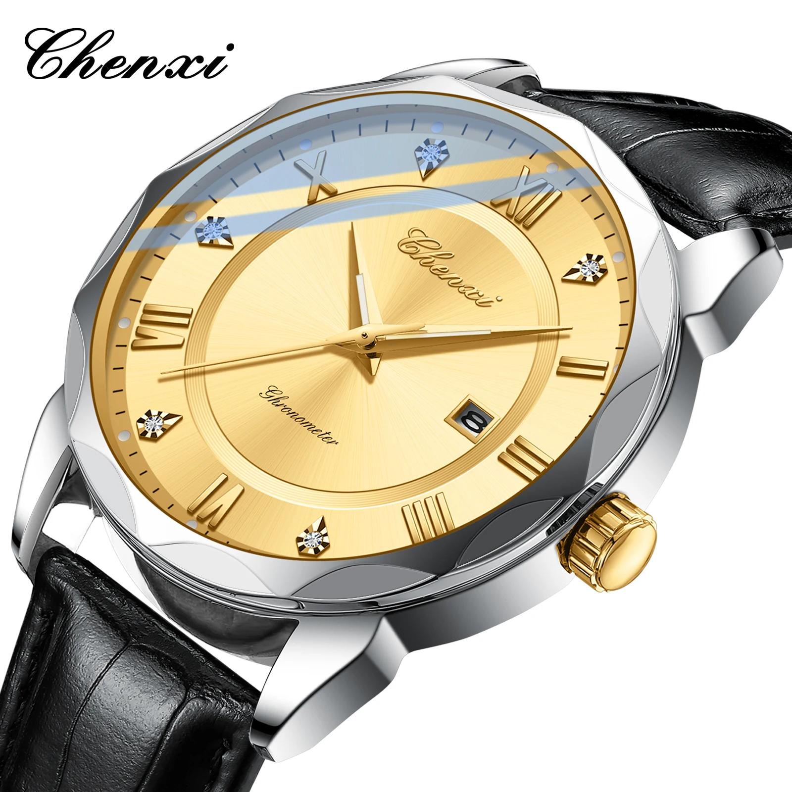 CHENXI 2025 高級メンズ腕時計ミリタリーアウトドアレザークォーツ腕時計防水ナイトライトカレンダースポーツウォッチリロイ