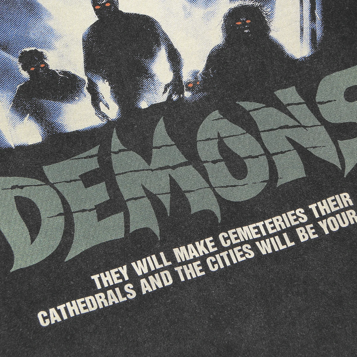 Demons T-Shirt Horror Movie Cult Dario Argento Lucio Fulci Zombi Cemetery Man Dawn of the Dead Washed Long Sleeves Cotton Shirt