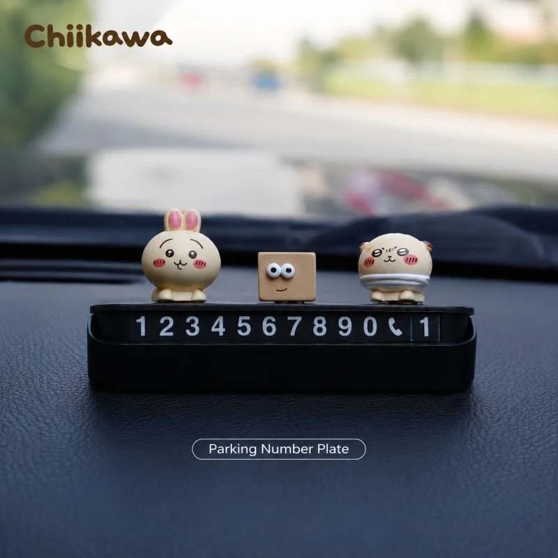 Anime Chiikawa Hachiware Car Parking Phone Number Card Magnetic Contact Display Temporary Parking Sign Dashboard Ornament Auto - view 2