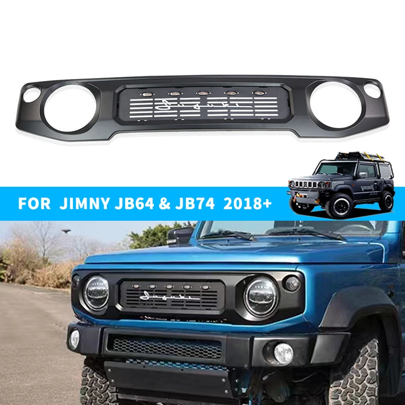 

Для Suzuki Jimny JB64 JB74 2019 + автомобильные Внешние аксессуары передний бампер решетка ABS с подсветкой автомобильные гоночные решетки крышка Украшение